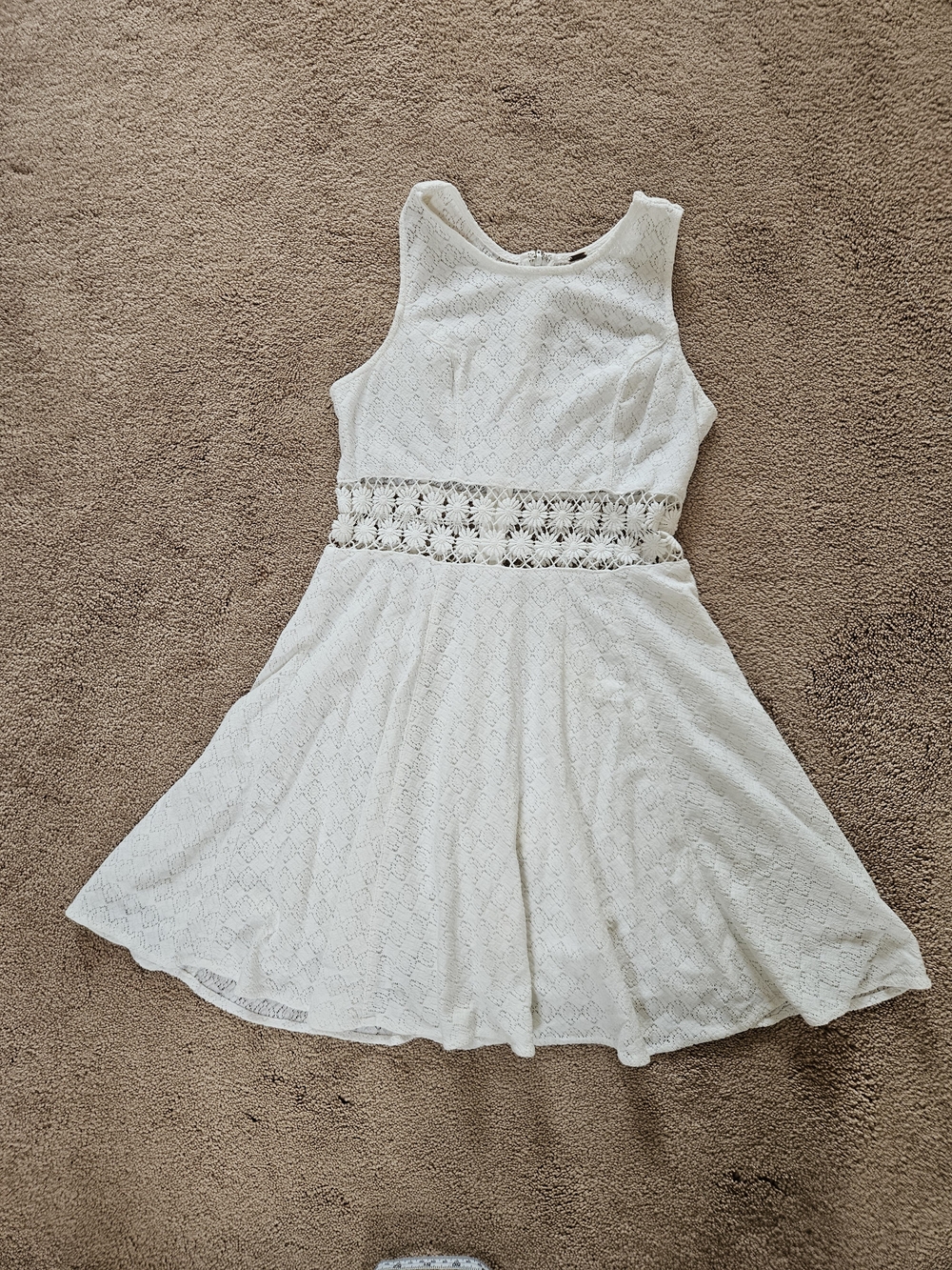Free People White Crochet-Waist Fit & Flare Dress